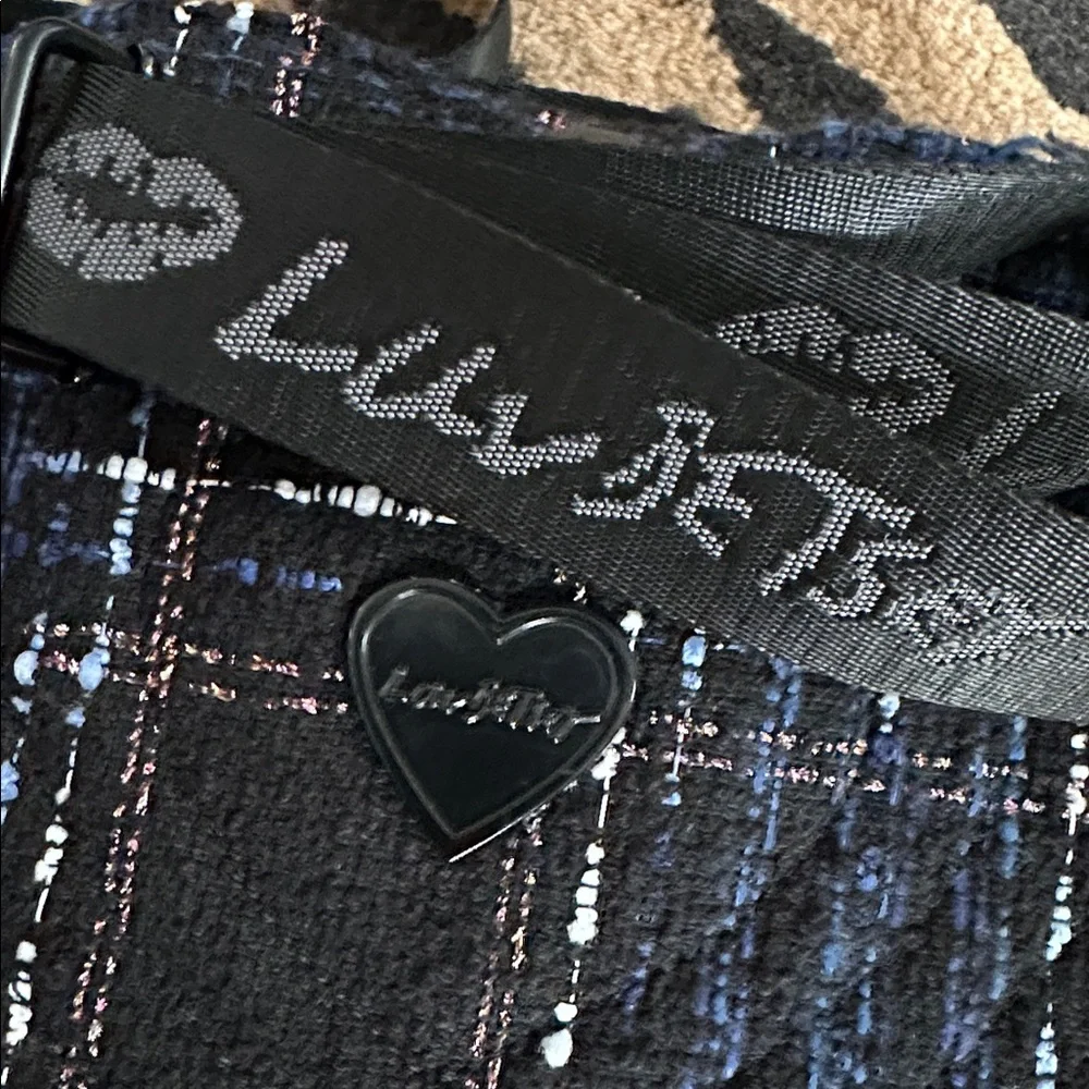 Luv Betsey Heart Crossbody Bag in Navy Tweed Plaid w/Guitar Strap • NWOT - Picture 3 of 8
